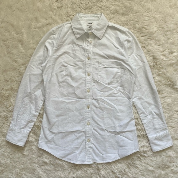 J. Crew Factory Top Petite Button-Up Oxford Shirt in Signature Fit White PXS NWT - Picture 4 of 11